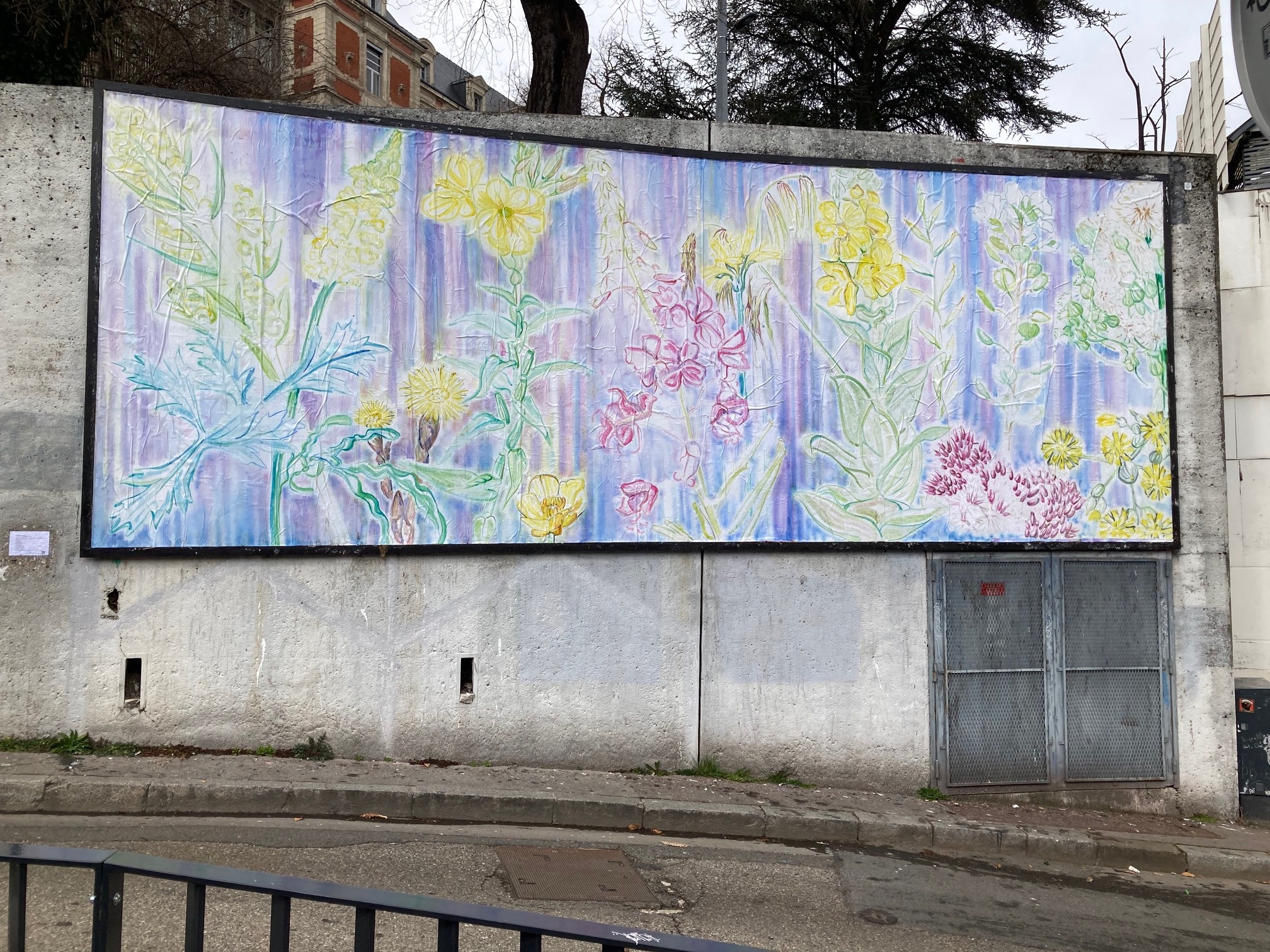Collage « Fleurs de crassiers » de Clémence Mauger, Mars 2025 — M.U.R Saint-Étienne