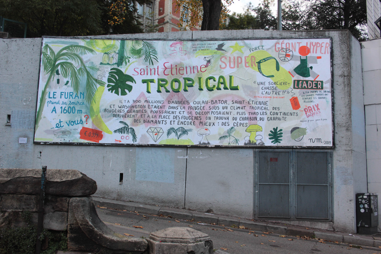 Collage « Saint-Etienne Tropical » de Nelly Maurel, Novembre 2019 — M.U.R Saint-Étienne