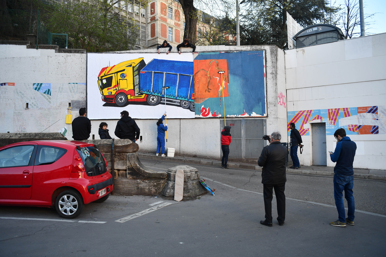 Collage « La grosse montée » de Lou Amoros Augustin, Avril 2019 — M.U.R Saint-Étienne
