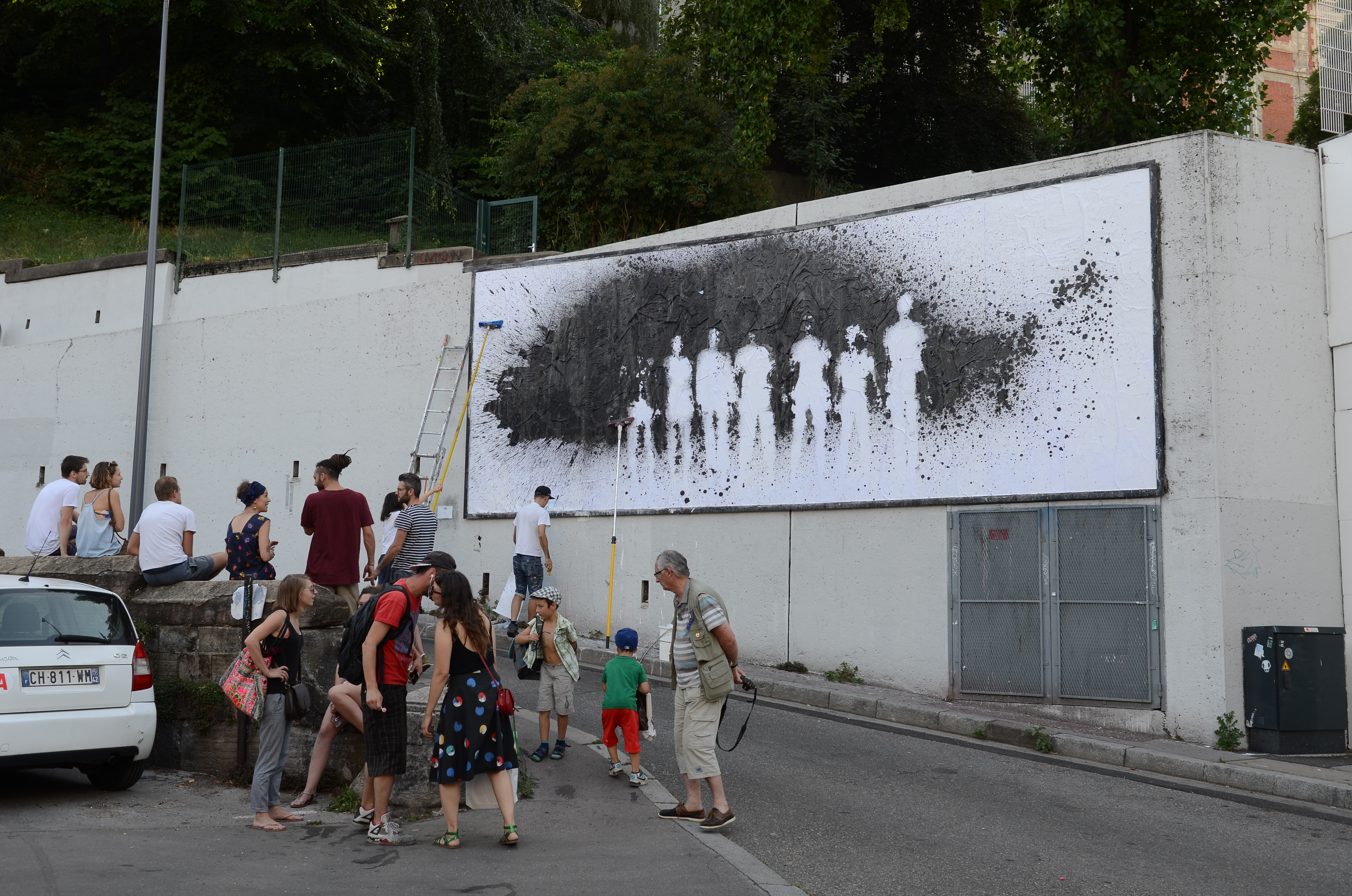 Collage « Baiser d'encre » de Le M.U.R, Juillet 2017 — M.U.R Saint-Étienne