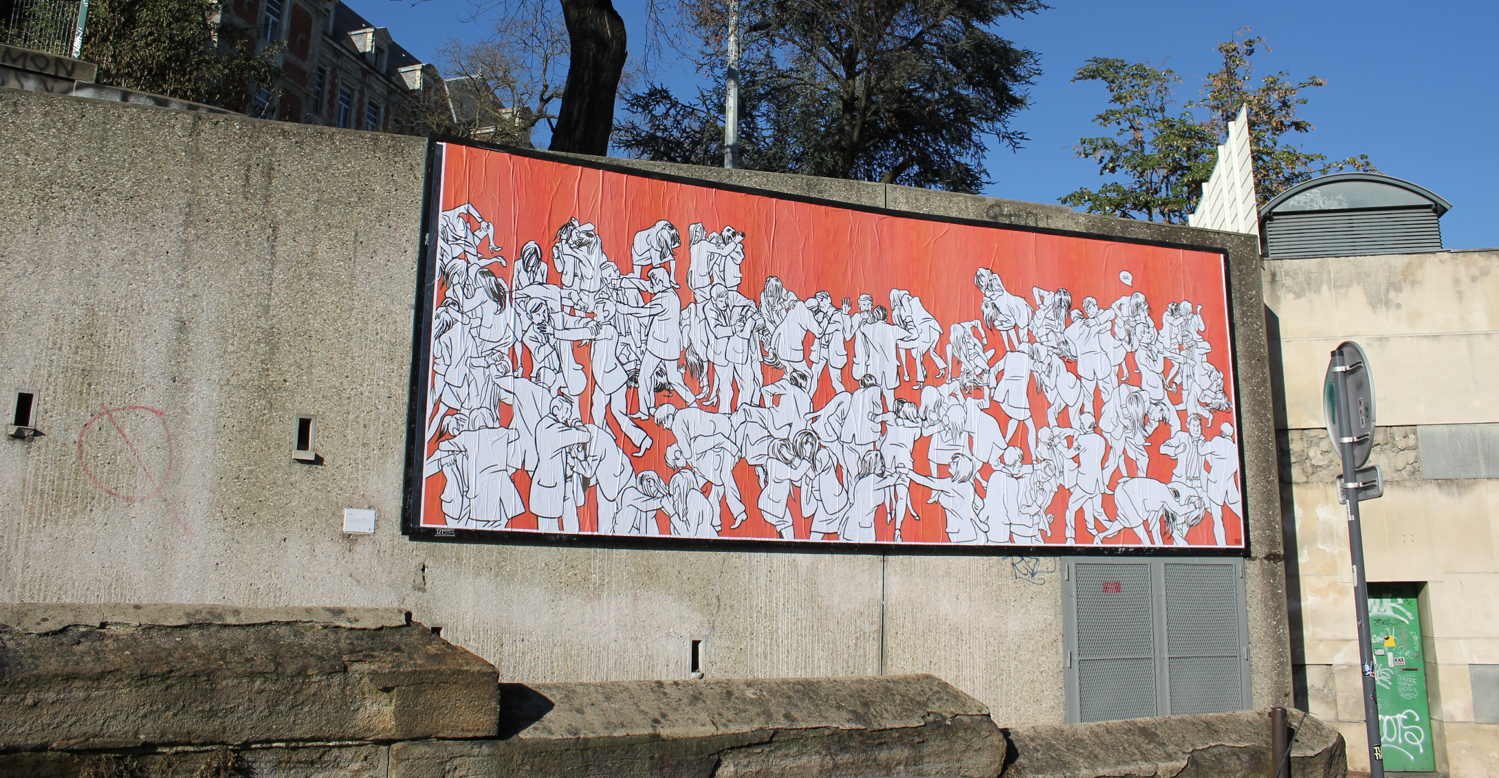 Collage « Aïe ! » de Geoffroy Monde, Décembre 2013 — M.U.R Saint-Étienne