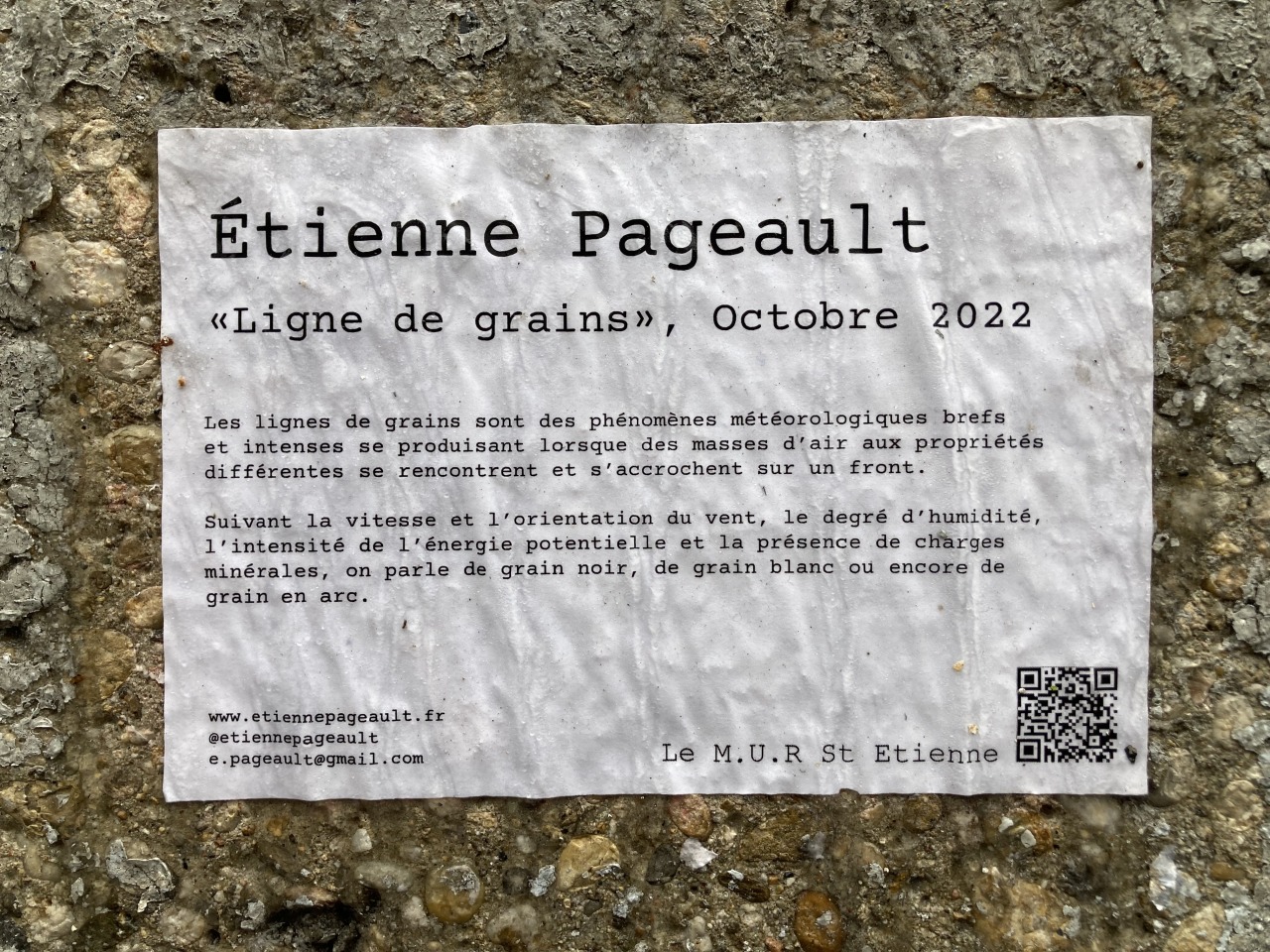 Collage « Ligne de grains » de Etienne Pageault, Octobre 2022 — M.U.R Saint-Étienne